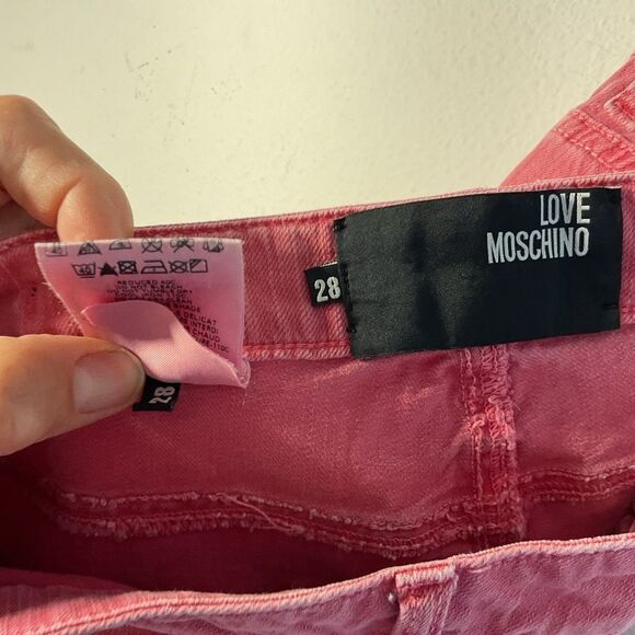 Love Moschino Pants Womens 28 Pink distressed casual day Stretch Denim Jeans - Picture 12 of 15